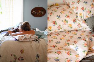 Lazy bones floral vintage bedding